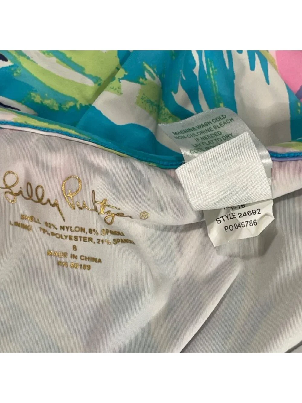 Lilly Pulitzer One Piece Swimsuit Girls Size 8 Colorful Leaf Print Halter Clasp